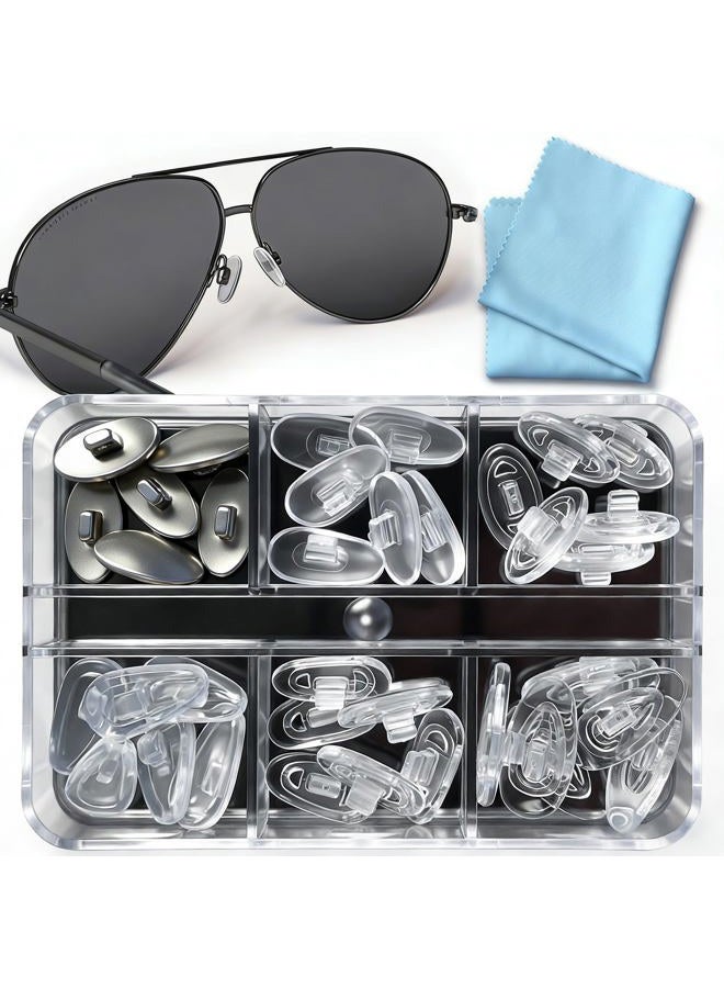 PFDHQS Push-in Nose Pads for Glasses - 18 Pairs Eyeglass Nose Pads and 6 Options for Comfort - Image 1