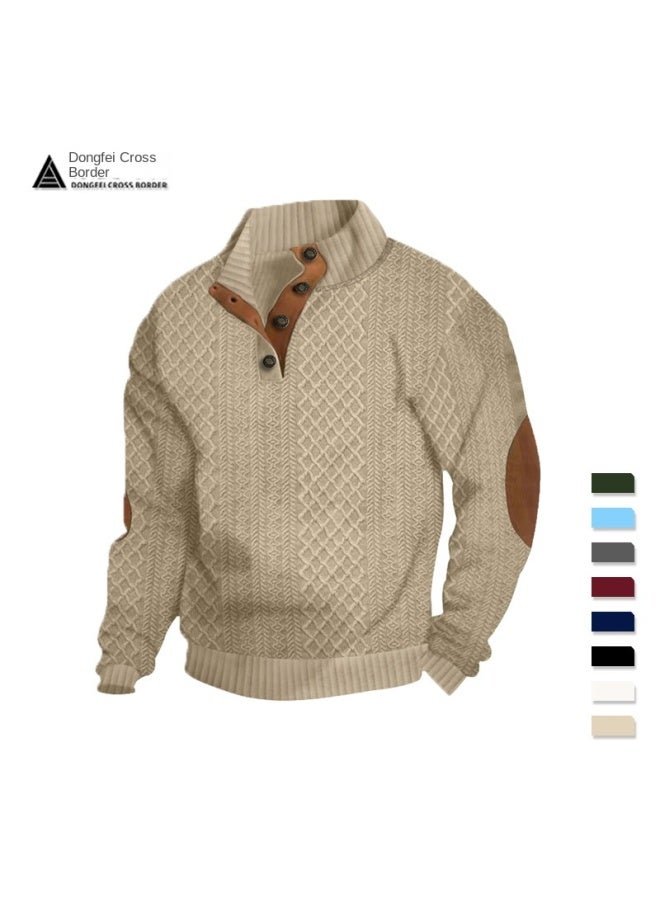 SPRING And Autumn Men's European Size Hot Men's Stand Collar Long Sleeve Casual Outdoor Sweatshirt Jacquard Sweater - Image 3