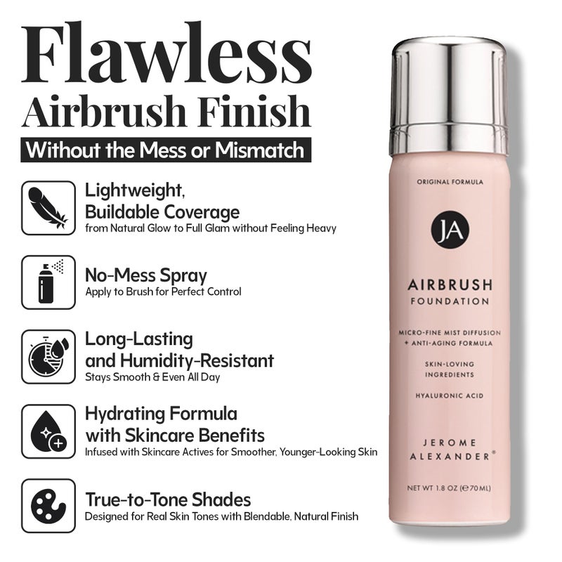 Jerome Alexander MagicMinerals AirBrush Foundation by Jerome Alexander â€“ 2pc Set with Airbrush Foundation and Kabuki Brush - Spray Makeup with Anti-aging Ingredients for Smooth Radiant Skin - Dark Espresso - Image 2