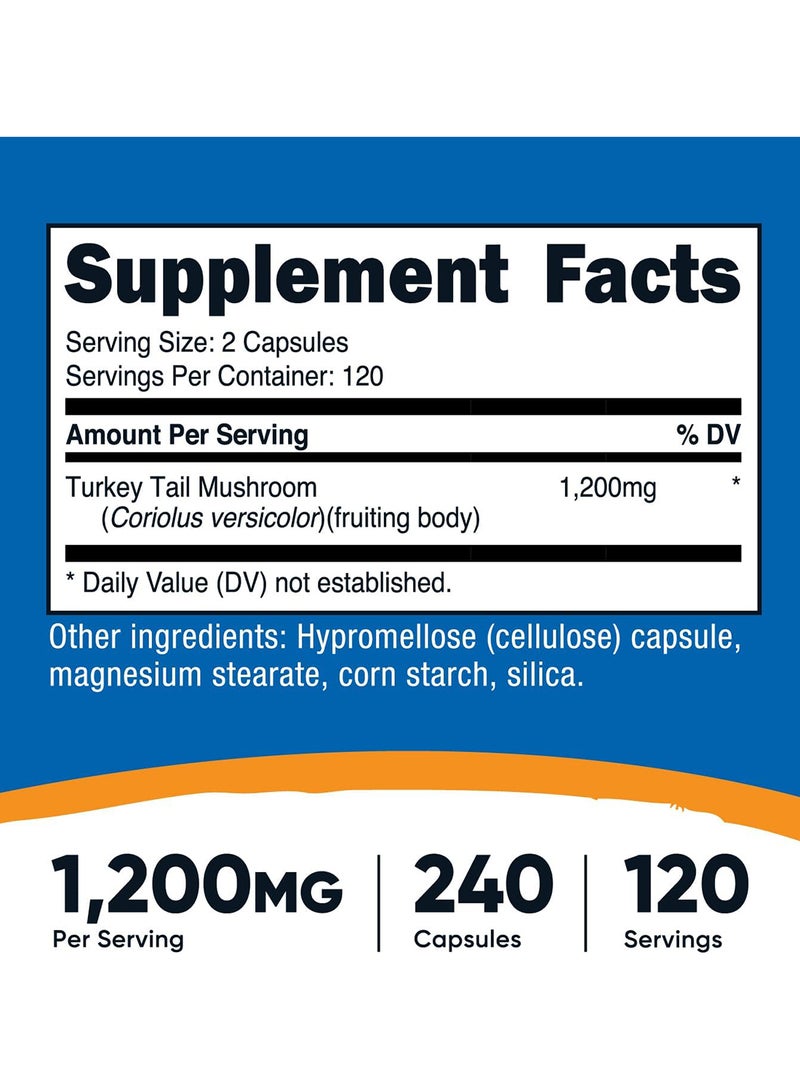 Nutricost Turkey Tail Mushroom Capsules 1200 Mg 120 Servings 240 Capsules - Image 2