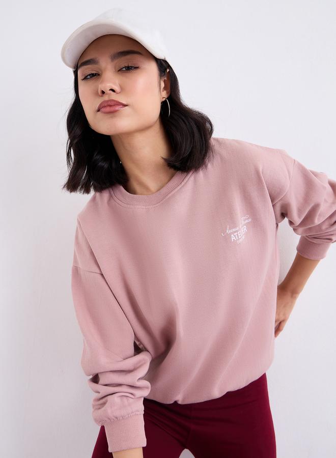 ستايلي سويت شيرت فضفاض بطبعة كتابة - Image 1