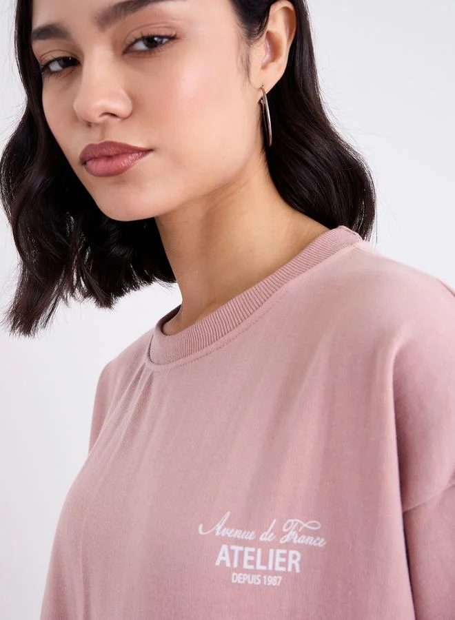 Styli Styli Oversized Regular Length Slogan Sweatshirt