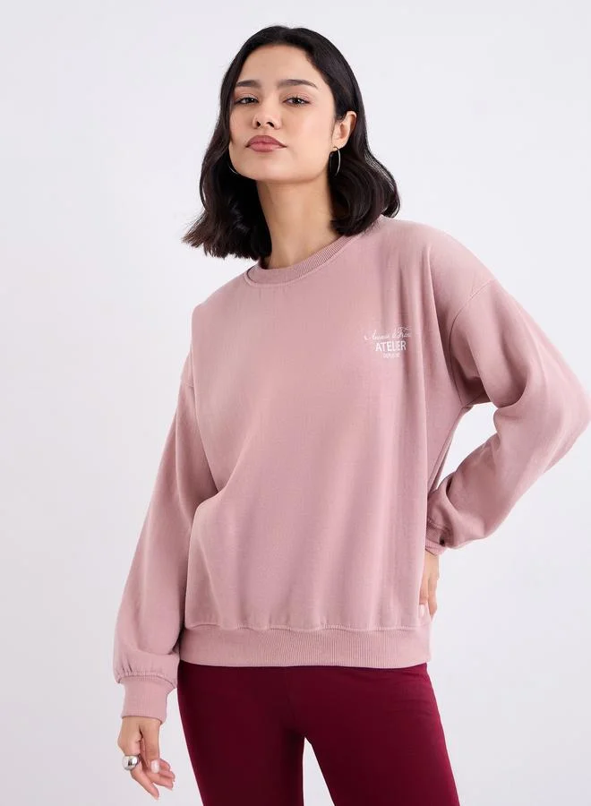 Styli Styli Oversized Regular Length Slogan Sweatshirt
