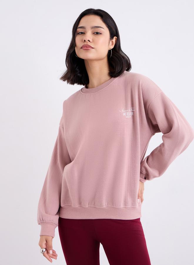 ستايلي سويت شيرت فضفاض بطبعة كتابة - Image 3