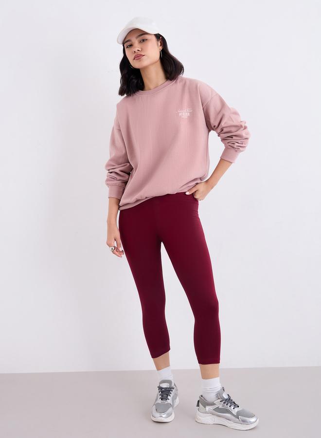 ستايلي سويت شيرت فضفاض بطبعة كتابة - Image 2