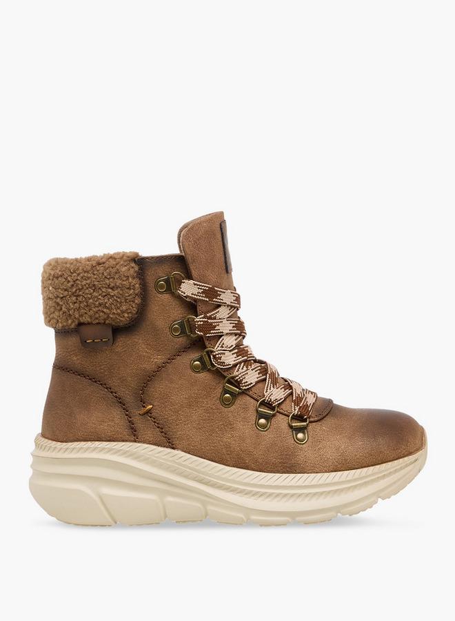 لي كوبر بوت نسائي بكعب للكاحل مزين بالفرو - Image 1