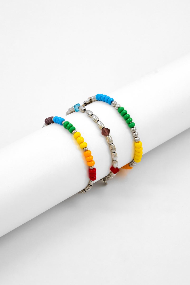 ALEX AND ANI Women 3 Pcs Love is Love Stretch Bracelet, Yellow - Image 1