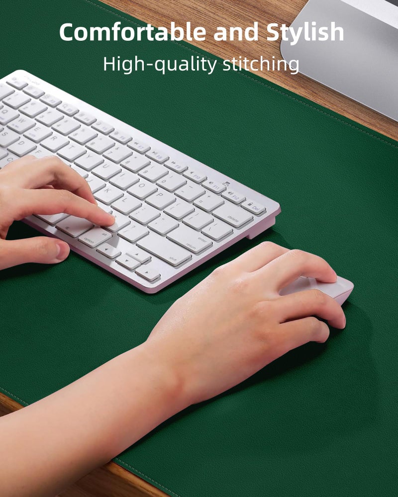 AFIING Leather Desk Pad Protector,Desk Mat,Large Mouse Pad, Non-Slip Desk Pad, Waterproof PU Leather Desk Blotter Mat, Desk Cover for Office and Home (Green, 36" x 17") - Image 3
