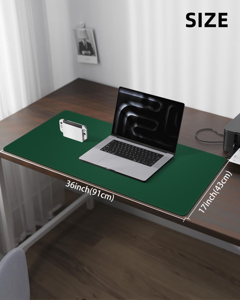 AFIING Leather Desk Pad Protector,Desk Mat,Large Mouse Pad, Non-Slip Desk Pad, Waterproof PU Leather Desk Blotter Mat, Desk Cover for Office and Home (Green, 36" x 17") - Image 5