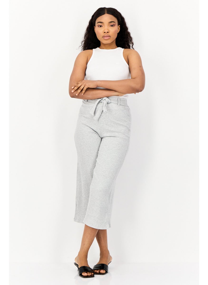 BRAVE SOUL Women Regular Fit Textured Wide Leg Pants, Grey  - Image 2