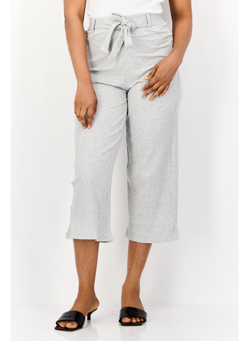 BRAVE SOUL Women Regular Fit Textured Wide Leg Pants, Grey  - Image 1