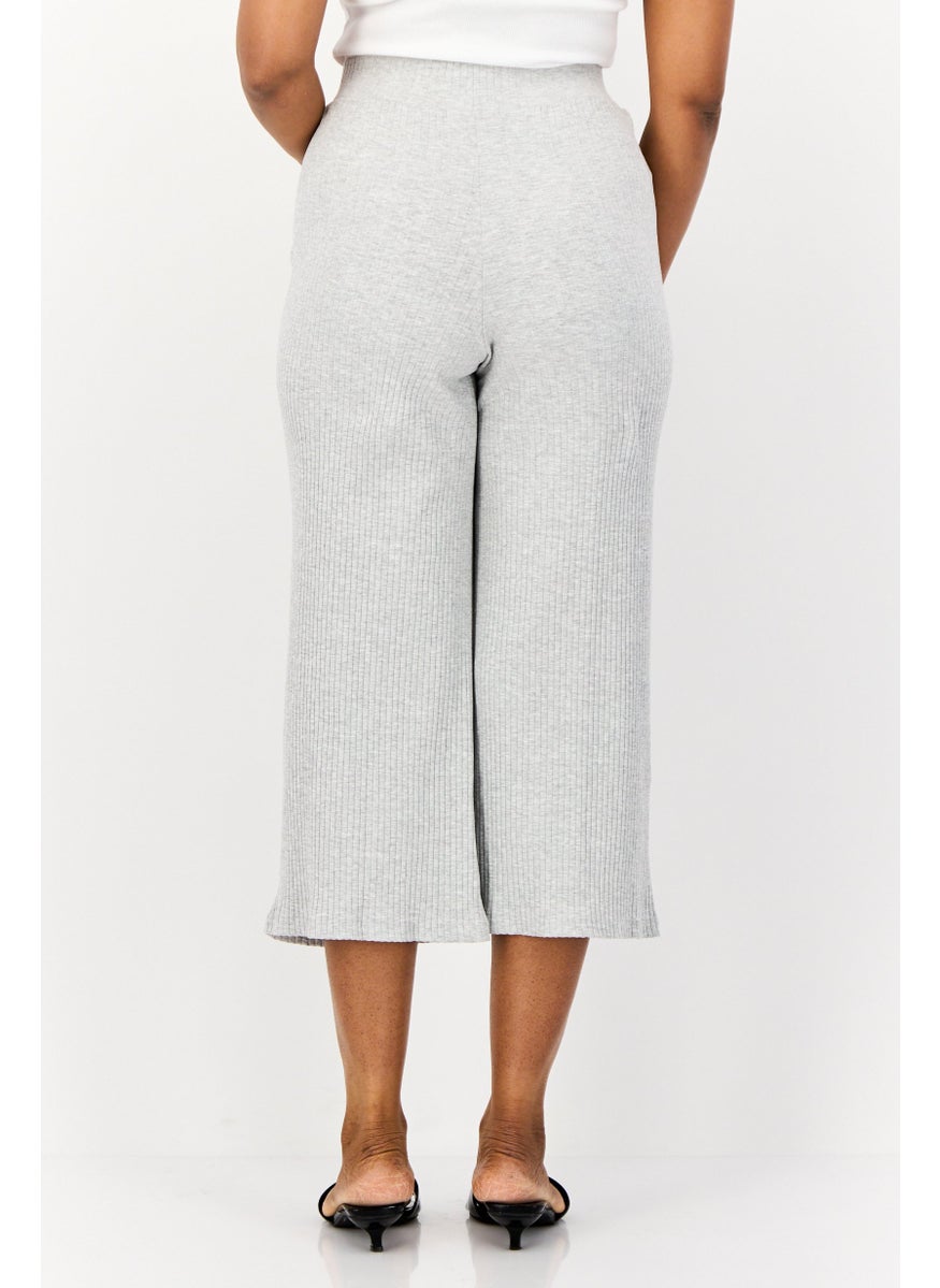 BRAVE SOUL Women Regular Fit Textured Wide Leg Pants, Grey  - Image 4