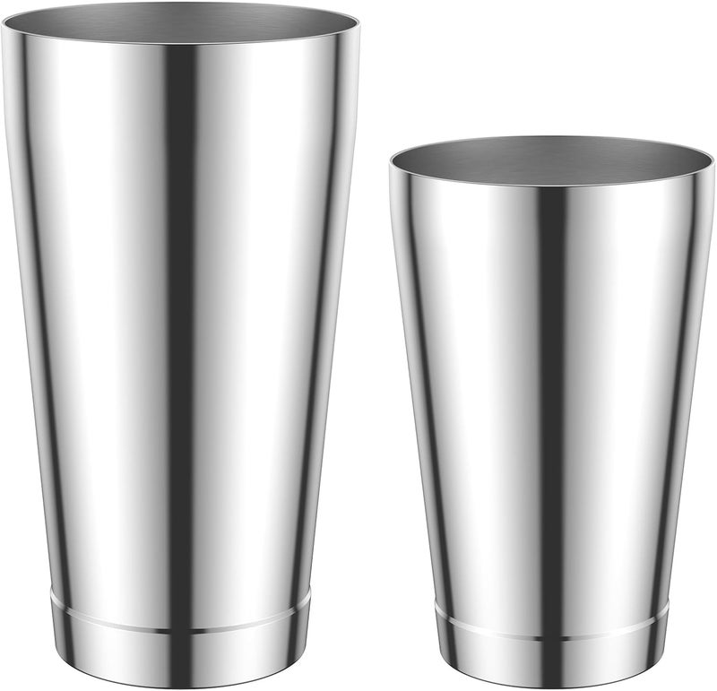 Boston Cocktail Shaker, 20 oz & 24 oz Stainless Steel Bar Bartender Shaking Tins Professional Martini Shakers Weighted Shaker Tins Dishwasher Safe Boston Shaker Set Metal Martini Mixer for Beginner - Image 2