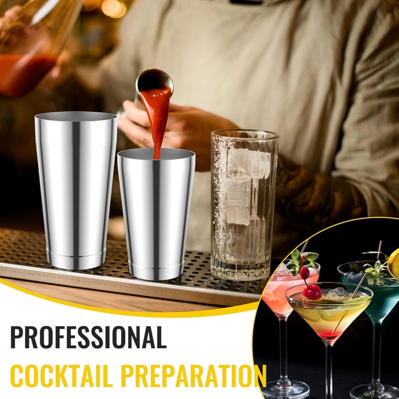 Boston Cocktail Shaker, 20 oz & 24 oz Stainless Steel Bar Bartender Shaking Tins Professional Martini Shakers Weighted Shaker Tins Dishwasher Safe Boston Shaker Set Metal Martini Mixer for Beginner - Image 1