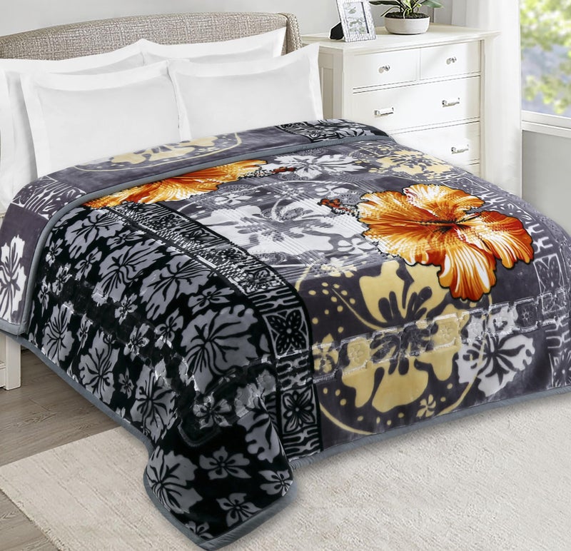 Nestl بطانية نستل 12 رطل من الفليس المخملي لفصل الشتاء 2 طبقة ثقيلة دافئة بأسلوب كوري بطانية سرير قابلة للعكس مطبوعة بحجم كينغ مقاومة للتجاعيد والتلاشي 87 × 94 بوصة رمادي