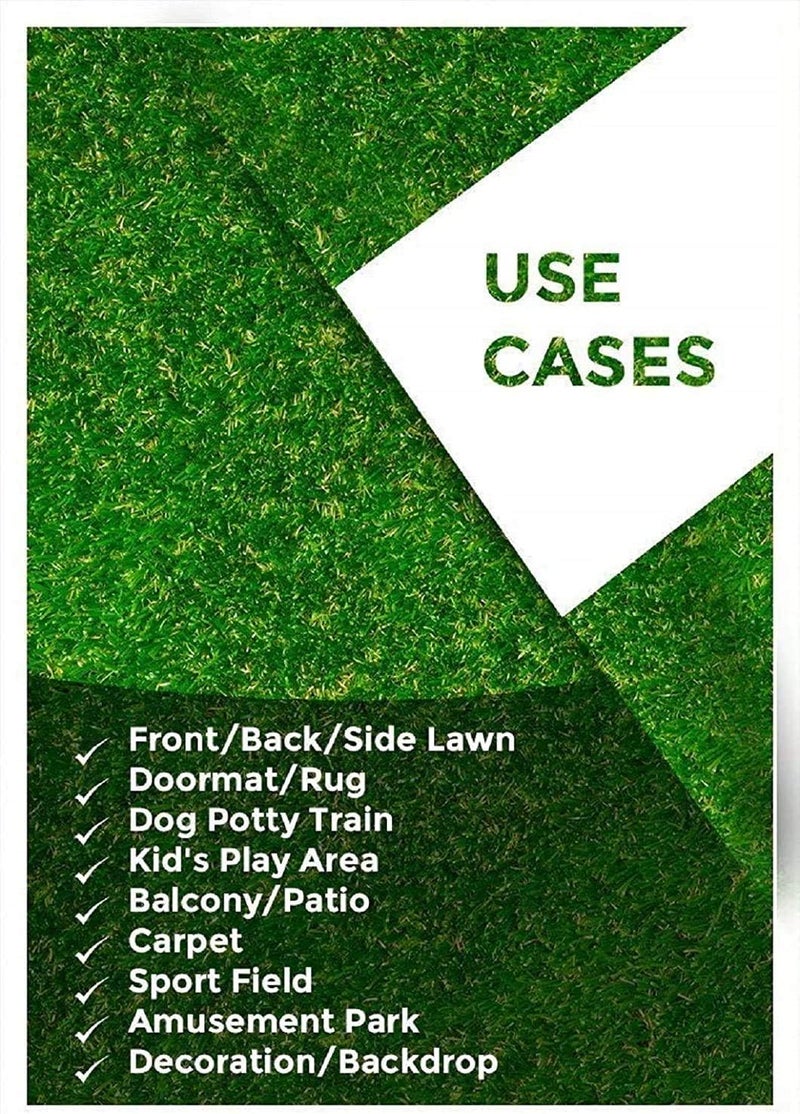 Kuber Industries Artificial Grass Carpet|Mat for Balcony, Lawn, Door||Drainage Holes & Rubber Backing|Plastic Turf Carpet Mat, Artificial Grass (3 x 5 Feet)|GREEN - Image 4