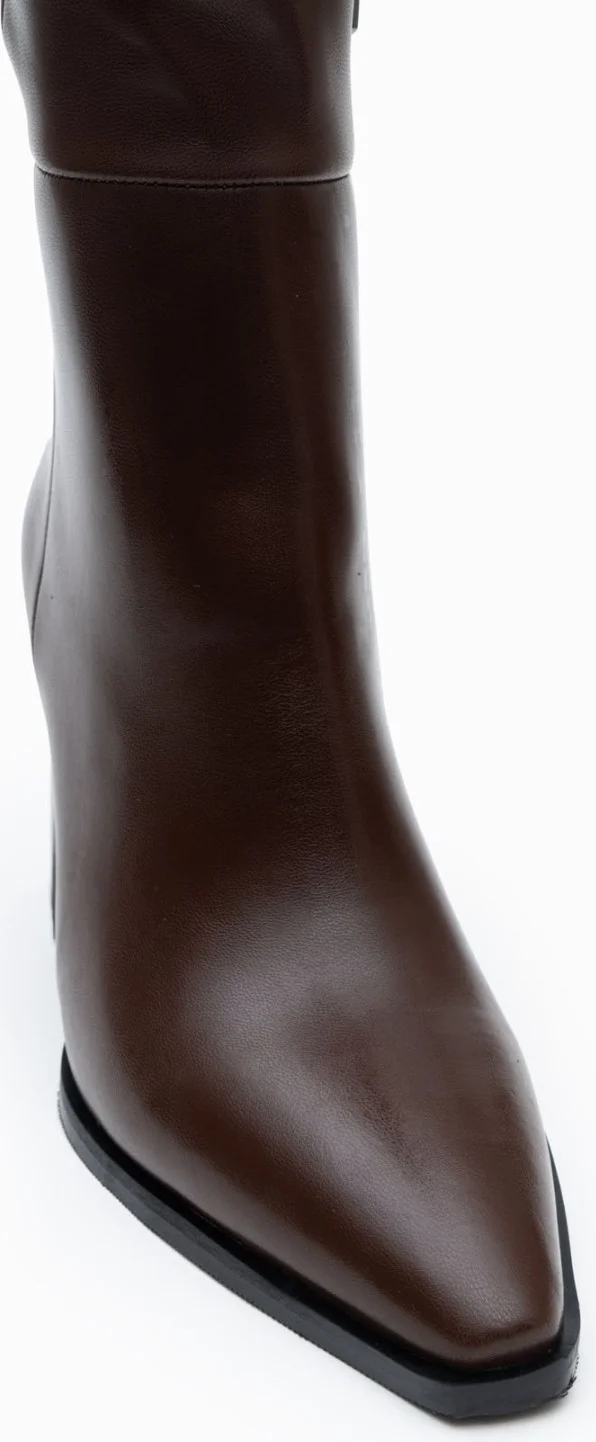 نيشانتاشي شوز Jules Coffee Matte Zipper Detail Heeled Women's Boots
