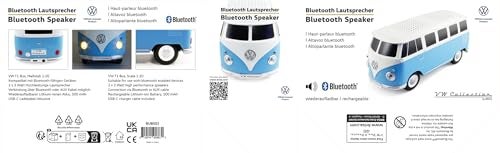 BRISA VW Collection - Volkswagen Portable Bluetooth Speaker Wireless Box with Rechargable Battery T1 Bus Campervan (Scale: 1:20/Classic Bus) (Blue) - Image 4