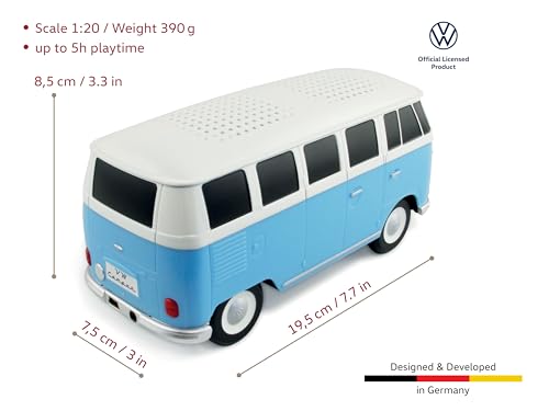 BRISA VW Collection - Volkswagen Portable Bluetooth Speaker Wireless Box with Rechargable Battery T1 Bus Campervan (Scale: 1:20/Classic Bus) (Blue) - Image 3