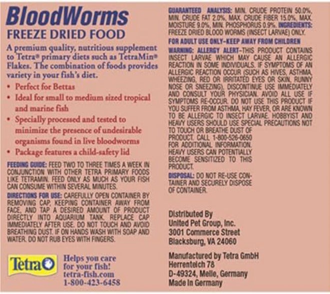 Tetra BloodWorms 0.25 Oz, Freeze-Dried Food for Freshwater and Saltwater Fish, Seafood (Pack of 1) - Image 2