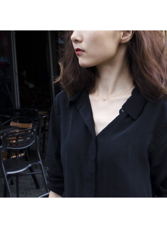 إس.ليف قلادة من الفضة الاسترلينية على شكل نقاط صغيرة، قلادات دائرية للنساء، قلادات أنيقة للنساء، قلادات بسيطة للنساء (01_Dot_Gold) - Image 2