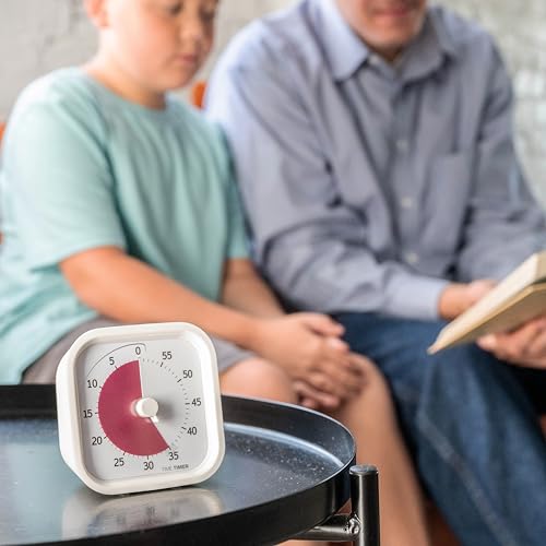 Time Timer Home MOD — 60 Minute Kids Visual Timer Home Edition — For Homeschool Supplies Study Tool, Timer for Kids Desk, Office Desk and Meetings with Silent Operation (Cotton Ball White) - Image 4