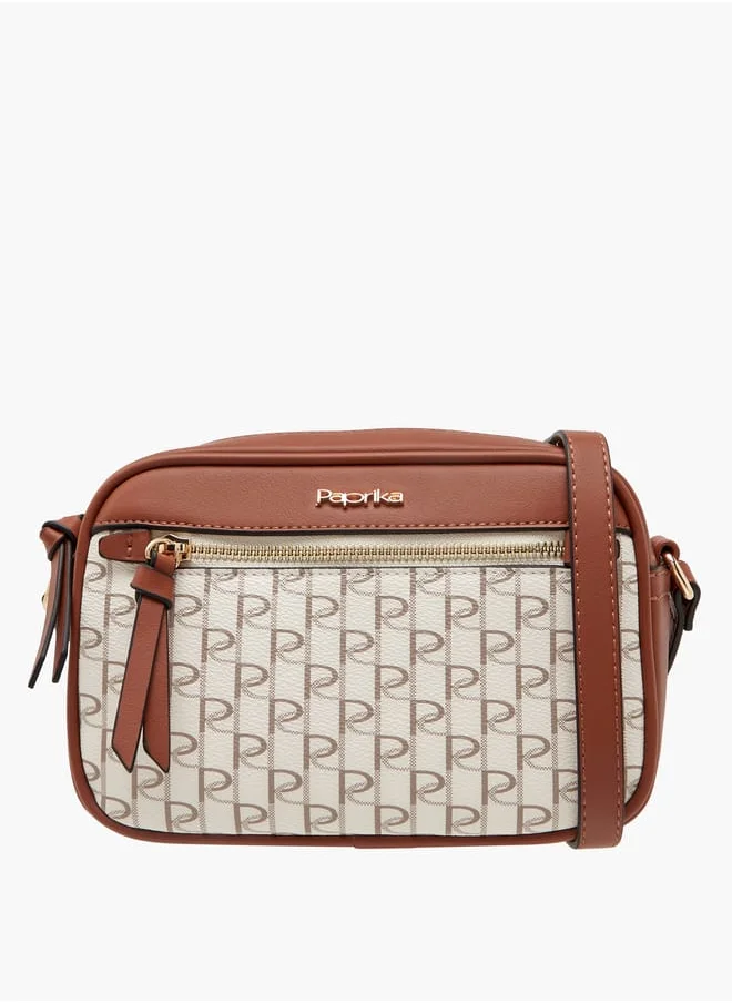 بابريكا Women's Monogram Print Crossbody Bag with Adjustable Strap