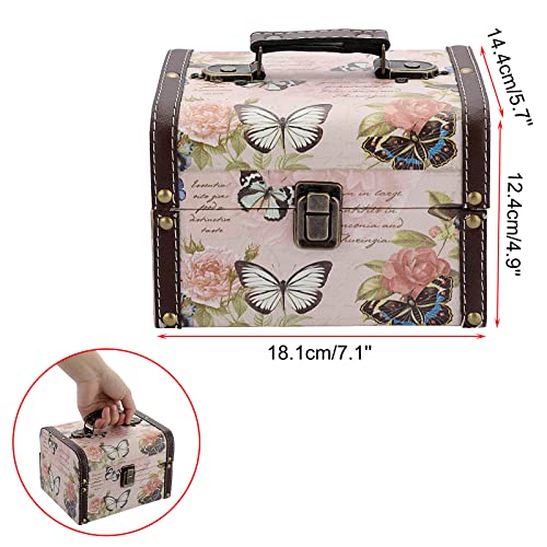ELLDOO Butterfly Treasure Chest Box, Wooden + PU Leather Storage Decorative Box for Jewelry Trinkets, Keepsakes box for Girls Women Gifts - Image 2