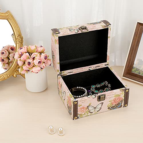 ELLDOO Butterfly Treasure Chest Box, Wooden + PU Leather Storage Decorative Box for Jewelry Trinkets, Keepsakes box for Girls Women Gifts - Image 4