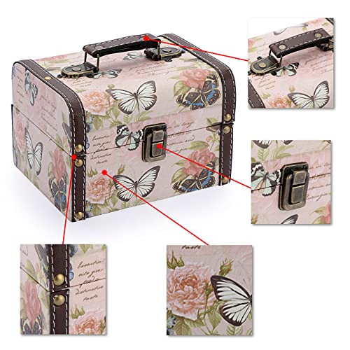 ELLDOO Butterfly Treasure Chest Box, Wooden + PU Leather Storage Decorative Box for Jewelry Trinkets, Keepsakes box for Girls Women Gifts - Image 3
