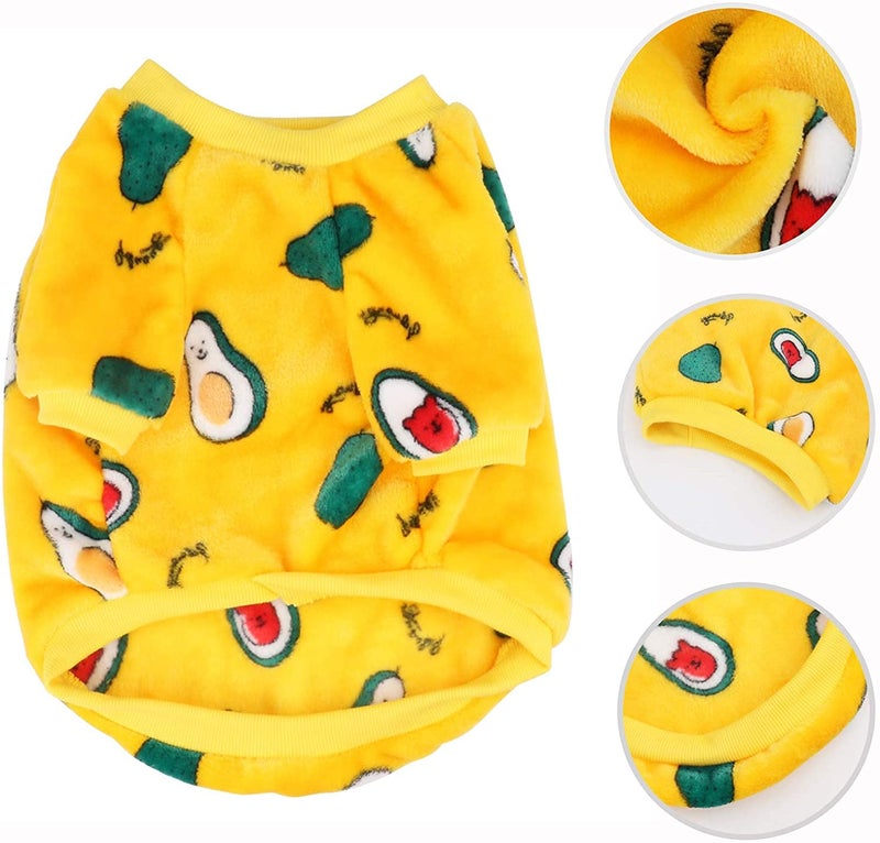 KUTKUT Dog Fleece Shirt, Soft Flannel Dog Sweatshirt Clothes For Medium Dogs, Avocado Pattern Winter Party Dress Up For French Bulldog, Pug, Etc. (Size: Xl, Chest: 60 Cm), Yellow,1 Count - Image 5
