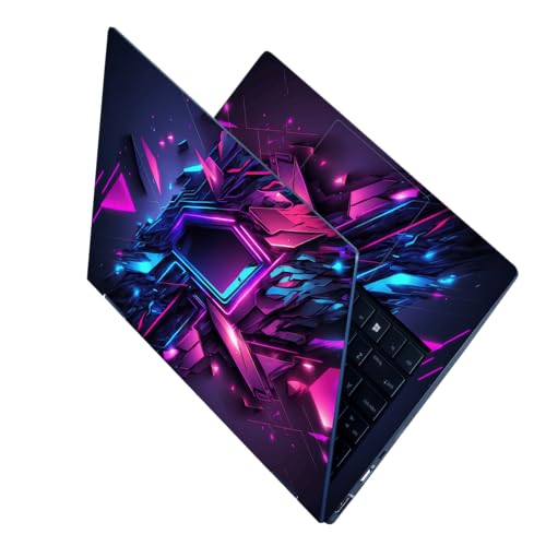 Finearts Full Body Laptop Skin Upto 15.6 inch Sticker Compatible for Dell/HP/Lenovo/Acer/Sony All Laptop Size Upto 14 to 15.6 Inch - Abstract Game Background with Blue Pink Light - Image 1