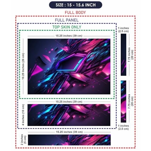 Finearts Full Body Laptop Skin Upto 15.6 inch Sticker Compatible for Dell/HP/Lenovo/Acer/Sony All Laptop Size Upto 14 to 15.6 Inch - Abstract Game Background with Blue Pink Light - Image 5