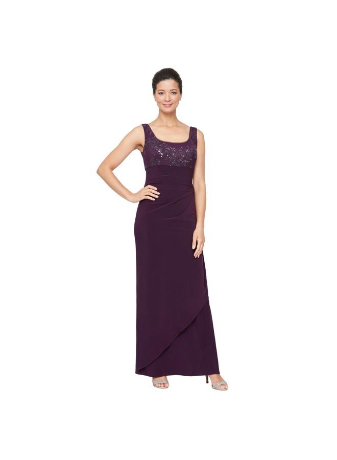 Alex Evenings Women's Empire Waist Bolero Jacket Dress (Petite and Regular Sizes), Eggplant Illusion, 18 - Image 2