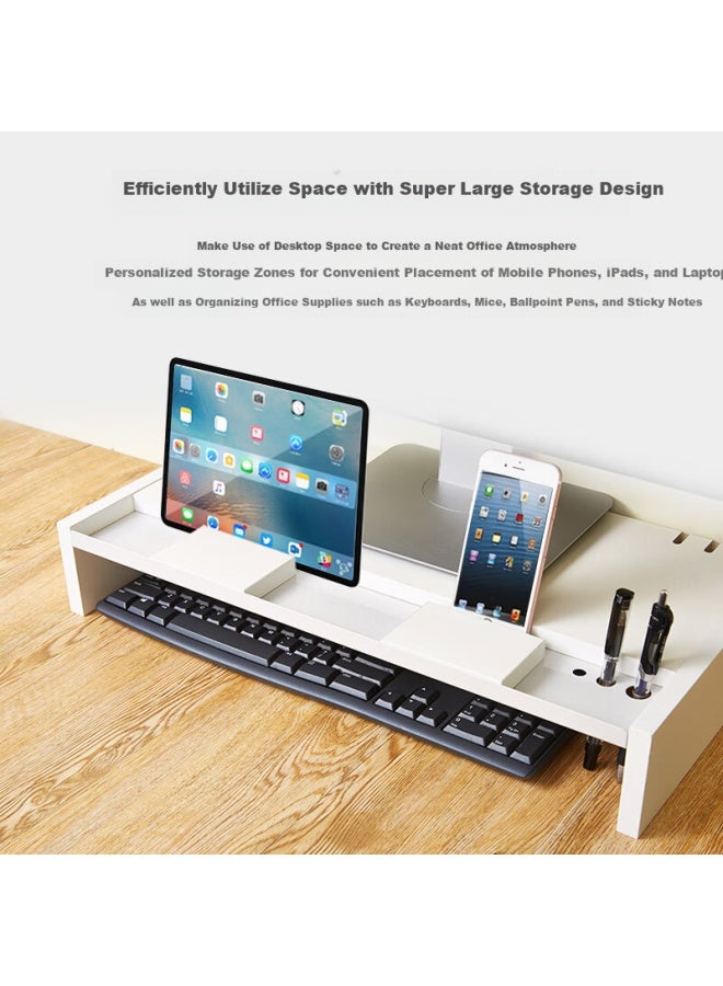 Ecola Home Office Computer Monitor Stand Lcd Monitor Riser Computer Desk Stand Notebook Keyboard Storage Shelf Storage Rack Base V01wt White - Image 5