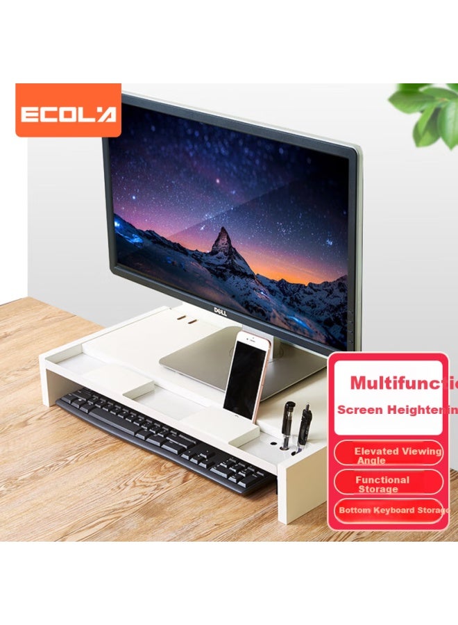 Ecola Home Office Computer Monitor Stand Lcd Monitor Riser Computer Desk Stand Notebook Keyboard Storage Shelf Storage Rack Base V01wt White - Image 1