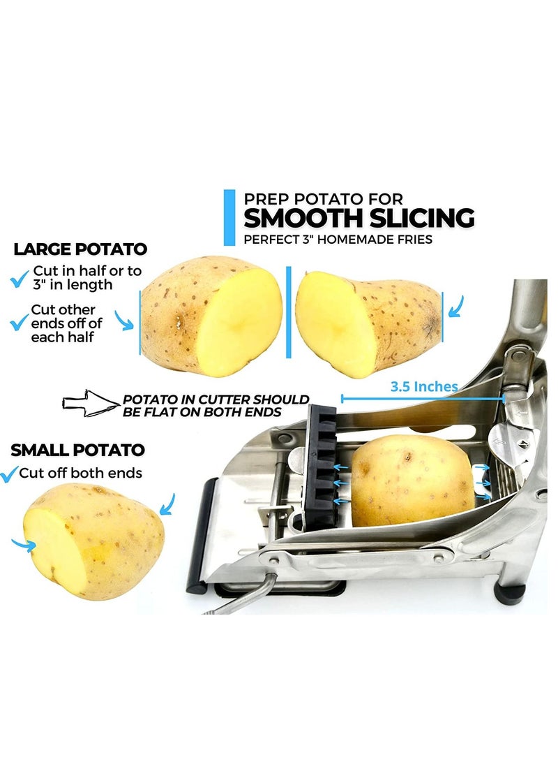 Stainless Steel French Fries Cutter Homemade Potatoes Chipper Slicer Adjustable Blades for Carrots Apples Cucumbers Onions Veg Sticks Silver - Image 3