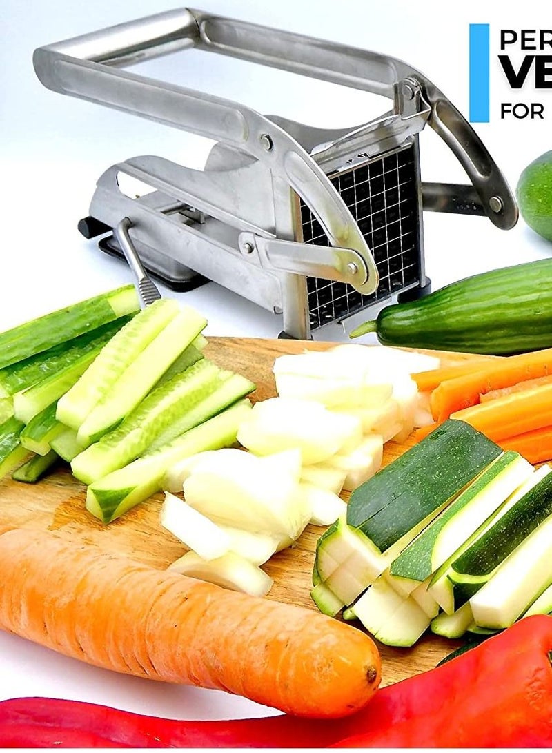 Stainless Steel French Fries Cutter Homemade Potatoes Chipper Slicer Adjustable Blades for Carrots Apples Cucumbers Onions Veg Sticks Silver - Image 4