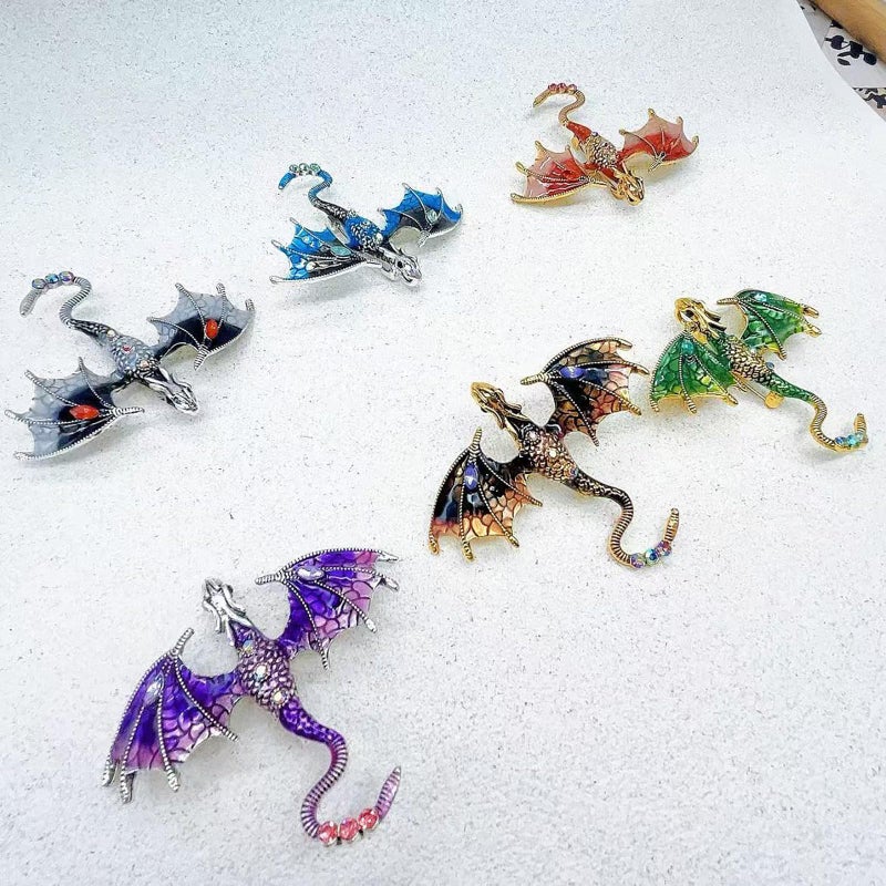 ESIW 6 PCS Dragon Brooches Araneid Lapel Pins Crystal Insect Themed Insect Brooches for Women (6 Colors) - Image 4