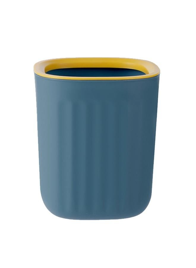 NIBEMINENT Desktop Trash Can with Pressure Ring Fashionable Desk Countertop Trash Bin for Dormitory Office Blue Yellow  - Image 1