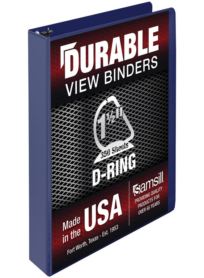 Samsill Durable 1.5 Inch Binder, Made in The USA, D Ring Binder, Customizable Clear View Cover, Midnight Blue, Holds 350 Pages - Image 1