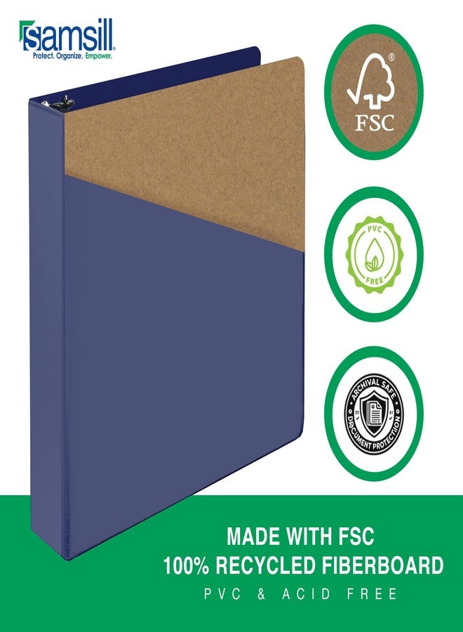 Samsill Durable 1.5 Inch Binder, Made in The USA, D Ring Binder, Customizable Clear View Cover, Midnight Blue, Holds 350 Pages - Image 3