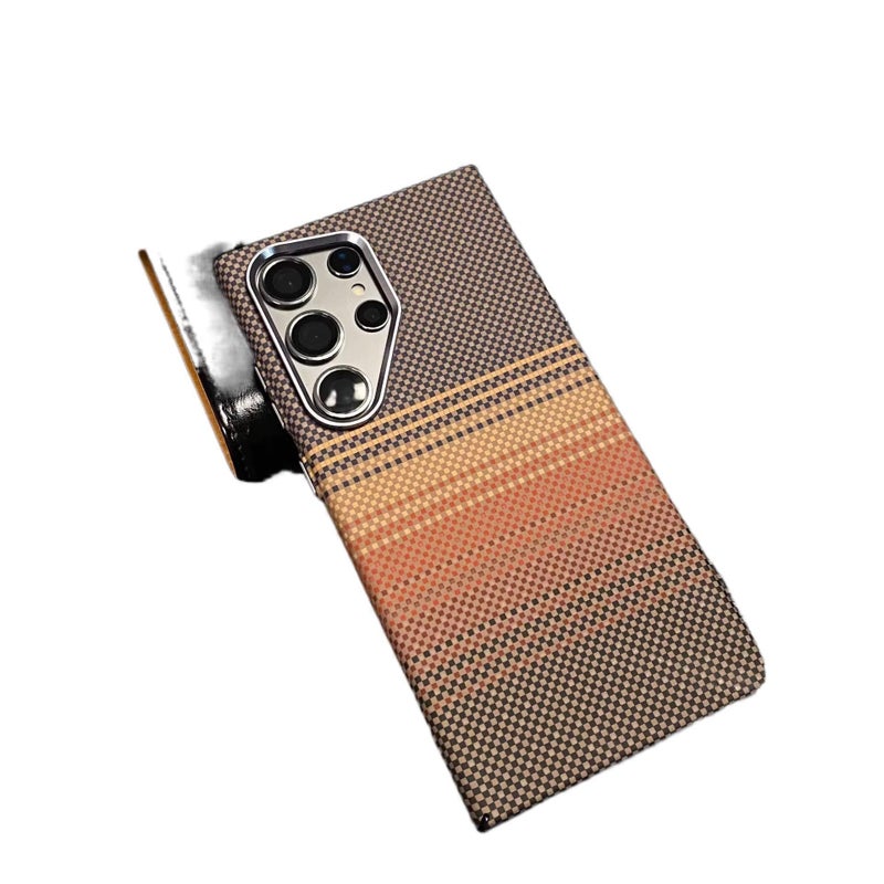 MagSafe Case | Kevlar Magnetic | Anti-Fingerprint | Cover for Samsung Galaxy S23 | Striped Pink Yellow - Image 3