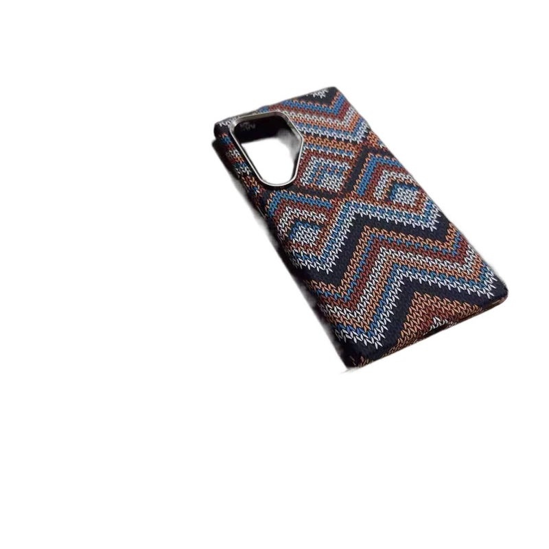 MagSafe Case | Kevlar Magnetic | Anti-Fingerprint | Cover for Samsung Galaxy S23 | Striped Pink Yellow - Image 1