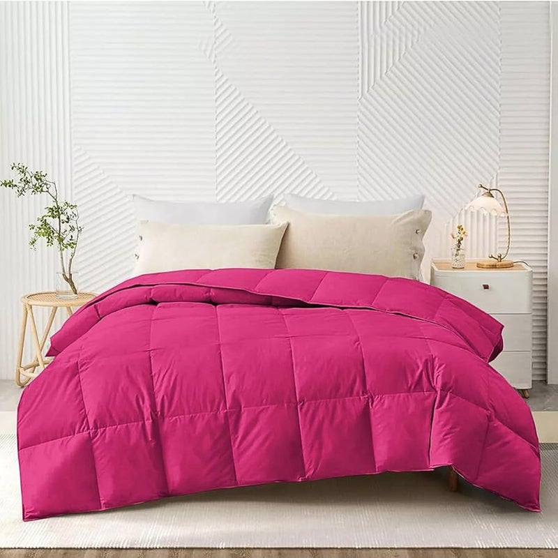 Bed Comforter with Lightweight & Soft Down Alternative | Reversible Cooling Comforter for bedding Duvet Inserts for All Seasons with Washable Microfiber Quilt (Pink, 220 x 260cm) - Image 1