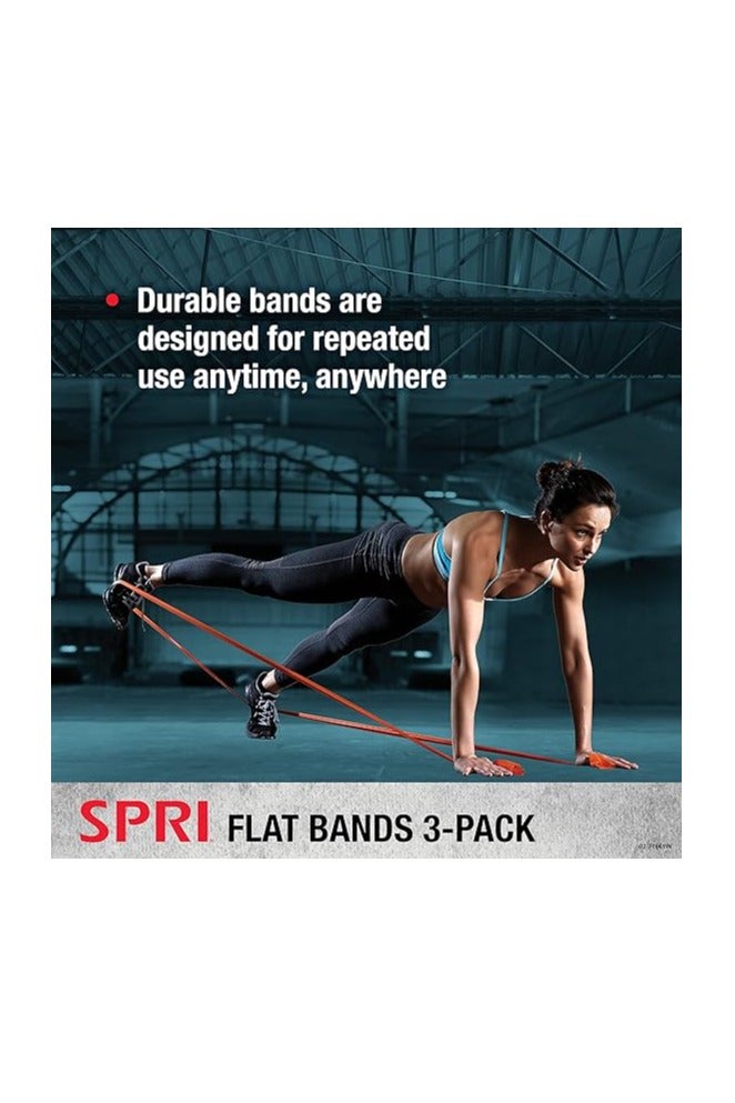 SPRI Flat Band Loop Kit 3-Pack  Professional Natural Rubber Resistance Bands With Light, Medium & Heavy Levels - Image 2