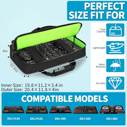 IBVIVIC DJ Controller Case Bag Fits for DDJFLX4 DDJ SB3 DDJ SB2 DDJ 400 DDJ RB Padded DJ Travel Carrying Bag DJ Mixer Case - Image 3