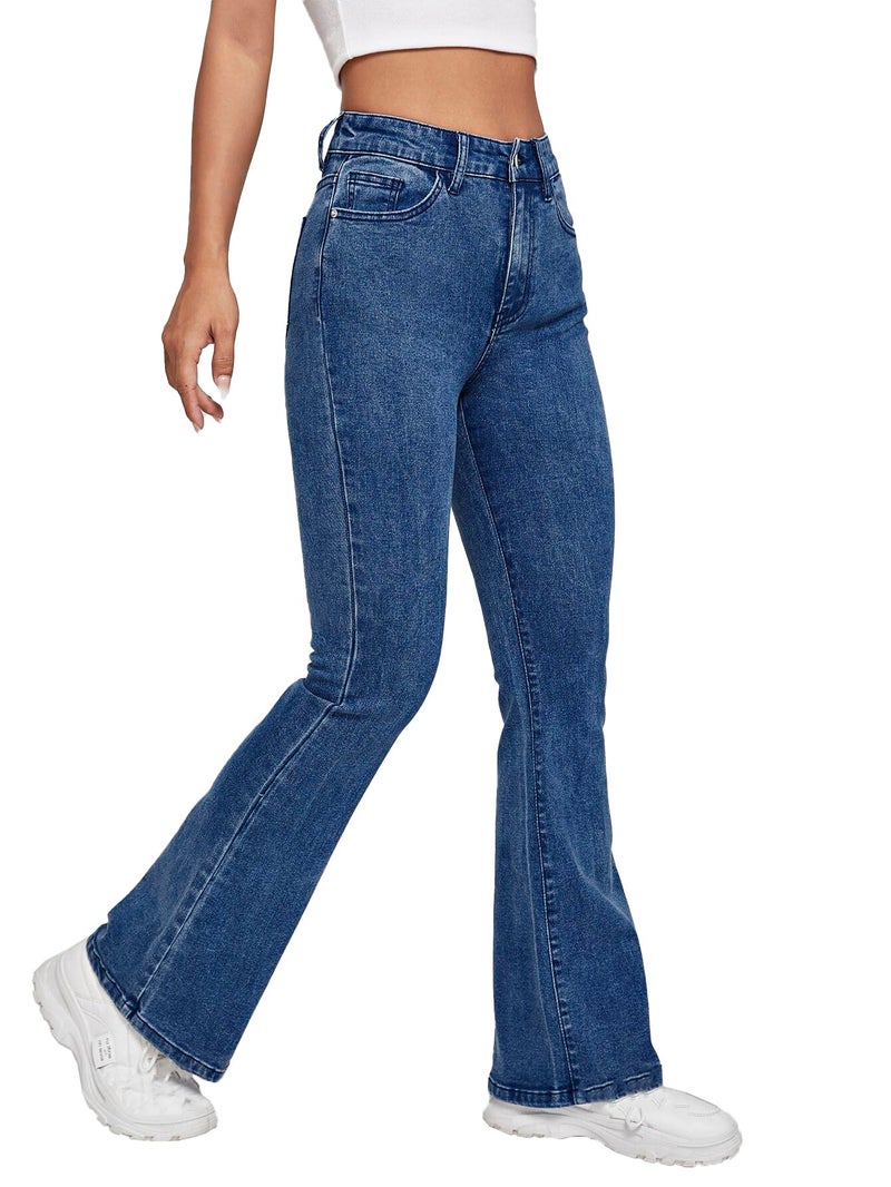 TOPLOT Women's Jeans | Bootcut Fit Design | Stylish Look Structure |Regular Pant Baggy High Waist | Comfortable Wear | Trendy Fashion Styling | Easy Movement Fit | Casual & Everyday Wear (5155_32_Blu) - Image 4