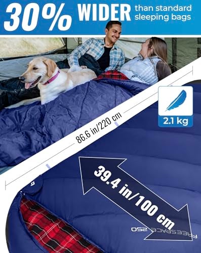 KingCamp Sleeping Bag for Adults Cold Weather Warm Extra Wide Big Tall XL Portable Waterproof Flannel Sleeping Bags Essentials Gear Accessories for Camping Backpacking Hiking Indoor Outdoor - Image 3