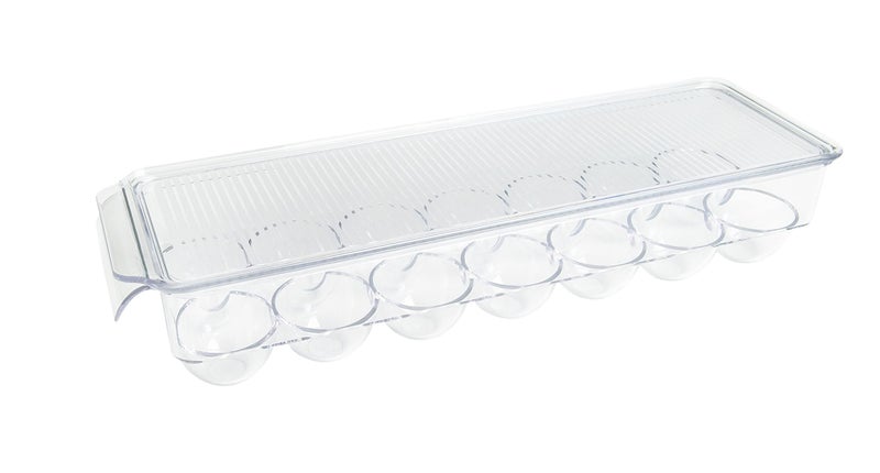 Kitchen Spaces KSEG12-AMZ Egg Tray 14pc Stackable Food Storage Organizer for Refrigerator, 14.5" x 3" x 4.5", Clear - Image 1